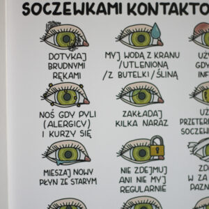 Plakat „Jak zepsuć oczy soczewkami kontaktowymi”
